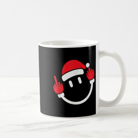 Santa Middle Finger Flip Off _ Christmas Profanity Koffiemok (Rechts)