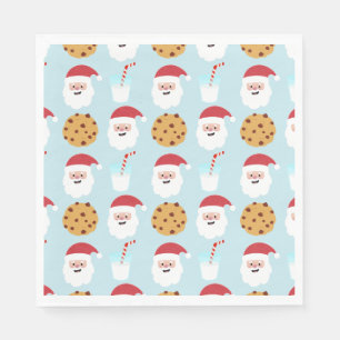 Santa Milk en Cookies Blue Paper Napkin Servet