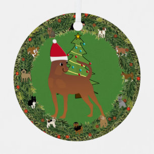 Santa Miniatuur Pinscher Metalen Ornament