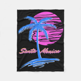 Santa Monica Beach Outrun 80s Esthetische Vaporwav Fleece Deken