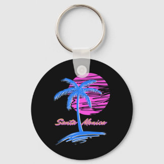 Santa Monica Beach Outrun 80s Esthetische Vaporwav Sleutelhanger