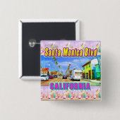 "Santa Monica Blvd 1" Knop Vierkante Button 5,1 Cm (Voorkant /achterkant)