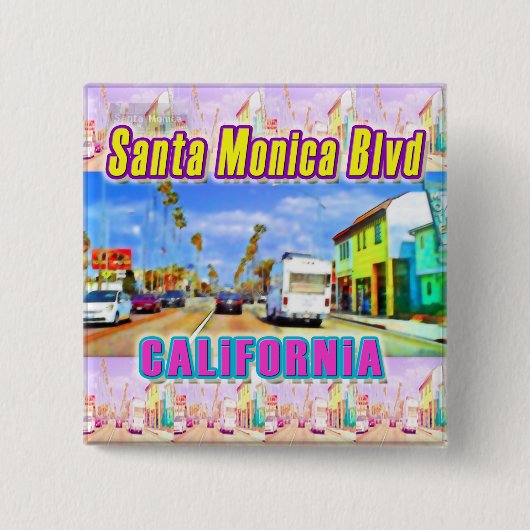 "Santa Monica Blvd 1" Knop Vierkante Button 5,1 Cm (Voorkant)