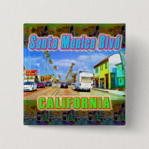 "Santa Monica Blvd 2" Knop Vierkante Button 5,1 Cm