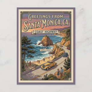 Santa Monica CA Coast Highway Castle Rock wordt ve Briefkaart