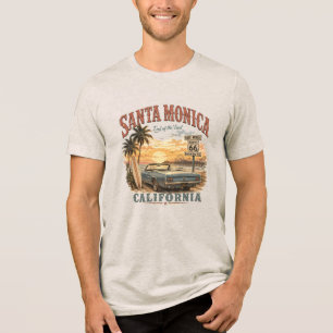 Santa Monica California Historische Route 66 Einde Tri-Blend Shirt