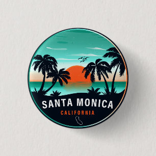 Santa Monica Californië Retro Sunset Souvenirs 80s Ronde Button 3,2 Cm