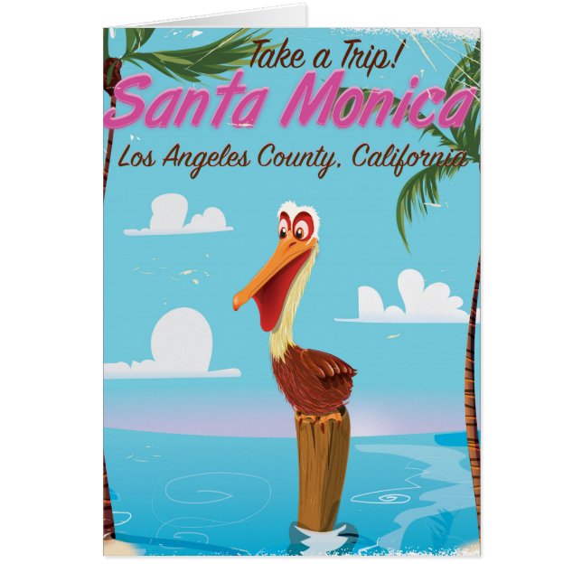 Santa Monica Cartoon retro reisposter (Voorkant)
