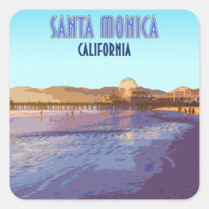Santa Monica Los Angeles Californische Vintage Vierkante Sticker