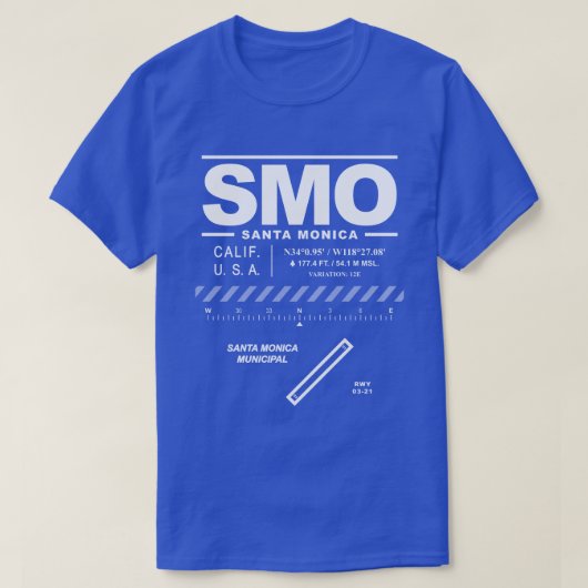 Santa Monica Municipal Airport SMO T-shirt (Design voorkant)
