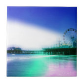 Santa Monica Pier - Blauwe groene foto bewerken Tegeltje (Voorkant)