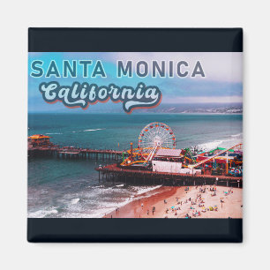 Santa Monica Pier Ca USA Retro Souvenirs 80s Magneet