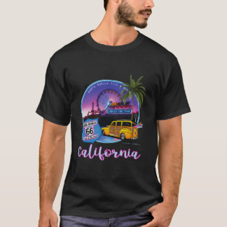 Santa Monica Pier Californië 66 Einde Van De Reis T-shirt
