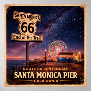 Santa Monica Pier End of the Trail Eeuwfeest Poster