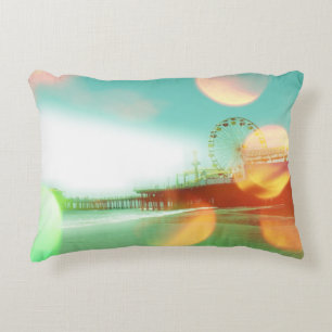 Santa Monica Pier Green Sinaasappel Sparkles Edit Accent Kussen