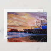 Santa Monica Pier op Sunset Briefkaart (Voorkant / Achterkant)