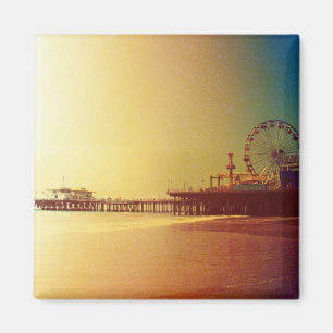 Santa Monica Pier - Oranje Sunrise Foto Edit Magneet