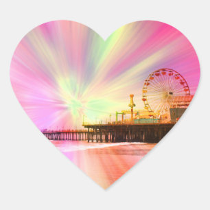 Santa Monica Pier Pink Explosion Hart Sticker