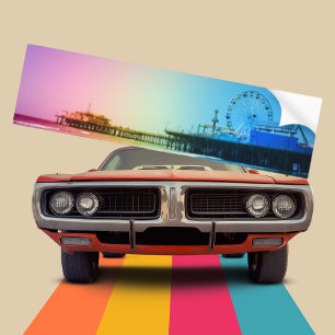 Santa Monica Pier Rainbow Colors Bumpersticker