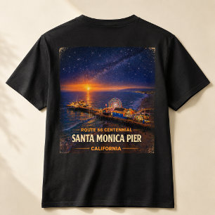 Santa Monica Pier Route 66-eeuwfeest-zonsondergang T-shirt