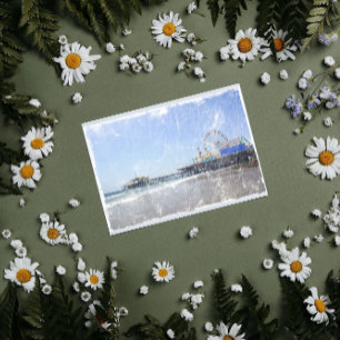 Santa Monica Pier - Shabby Chic Photo Edit Briefkaart