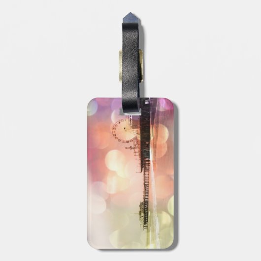 Santa Monica Pier - Spaarroze Foto bewerken Bagagelabel (Achterkant verticaal)