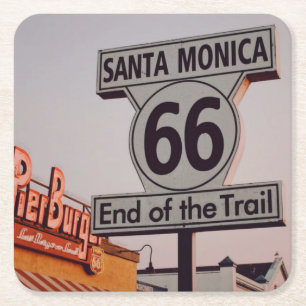 Santa Monica Route 66 California Vierkante Kartonnen Onderzetter