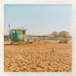 Santa Monica State Beach, Los Angeles, Californië Glazen Onderzetter