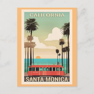 Santa Monica vintage reisillustratie Briefkaart