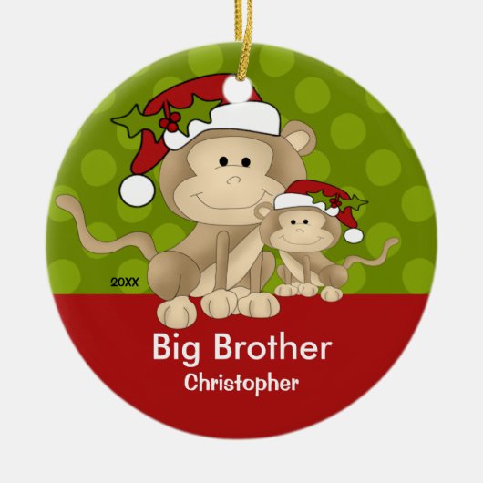 Santa Monkey Big Brother kerstversiering Keramisch Ornament (Voorkant)