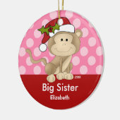 Santa Monkey Big Sister kerstversiering Keramisch Ornament (Links)
