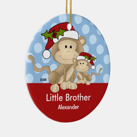 Santa Monkey Little Brother kerstversiering Keramisch Ornament (Rechts)