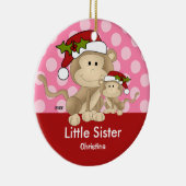 Santa Monkey Little Sister kerstversiering Keramisch Ornament (Rechts)