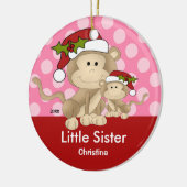 Santa Monkey Little Sister kerstversiering Keramisch Ornament (Links)