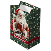  Santa Monogram Vakantie Cadeau Tas Kerstmis Medium Cadeauzakje (Voorkant Gekanteld)
