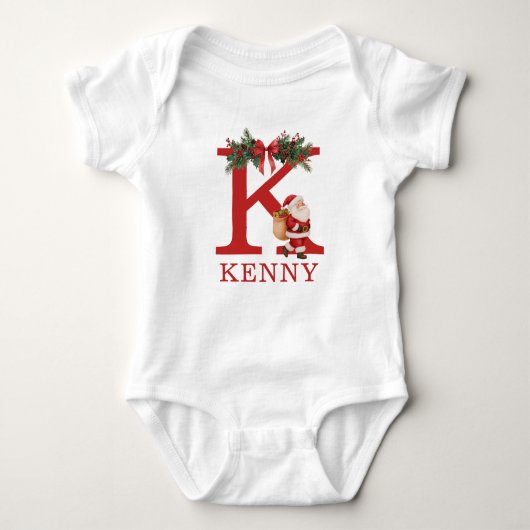 Santa Monogrammed and Name Family Matching Romper (Voorkant)