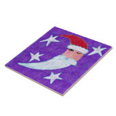 Santa Moon Abstracte kerstkunst Tegeltje (Zijkant)