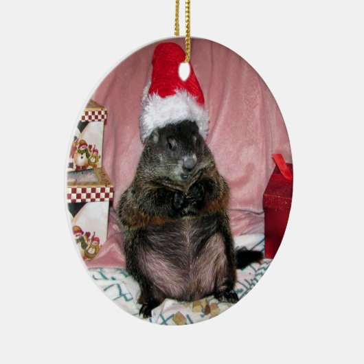 Santa Moses Pet Groundhog kerstversiering Keramisch Ornament (Rechts)