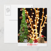 Santa Mouse en de kerstboom Vintage Feestdagenkaart (Voorkant / Achterkant)