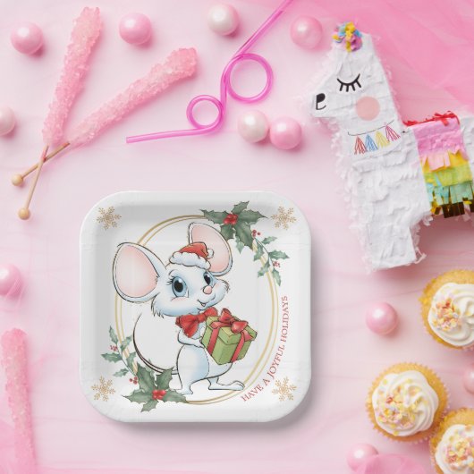 Santa Mouse Kerstmis Papier Bord (Feest)