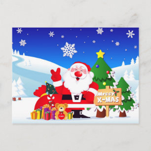 Santa "mreey x-mas"Post Kaarten Feestdagenkaart
