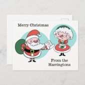 Santa & Mrs Claus aangepaste tekst briefkaart (Voorkant / Achterkant)