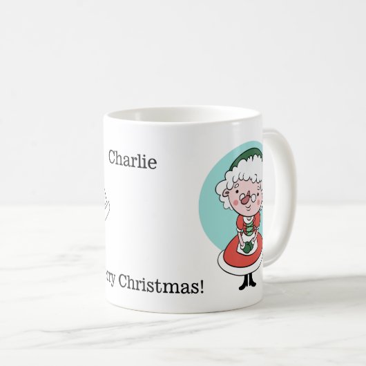 Santa & Mrs Claus aangepaste tekst mokken (Voorkant rechts)