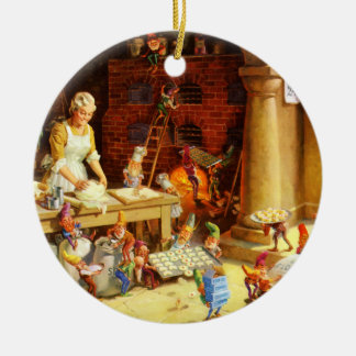 Santa & Mrs Claus en de Elves Bake Cookies Keramisch Ornament
