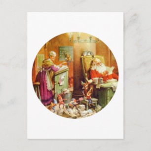 Santa & Mrs Claus maken hun lijst van kinderen Feestdagenkaart