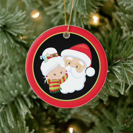Santa Mrs Claus voegt sentiment toe Keramisch Ornament (Boom)