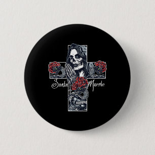Santa Muerte Cross Ronde Button 5,7 Cm
