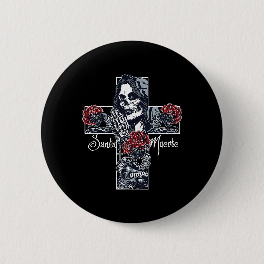 Santa Muerte Cross Ronde Button 5,7 Cm (Voorkant)