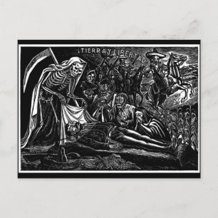 Santa Muerte en de Soldier c. 1951 Mexico Feestdagenkaart