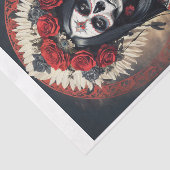 Santa Muerte in een traditioneel horrorkostuum Tissuepapier (Detail)